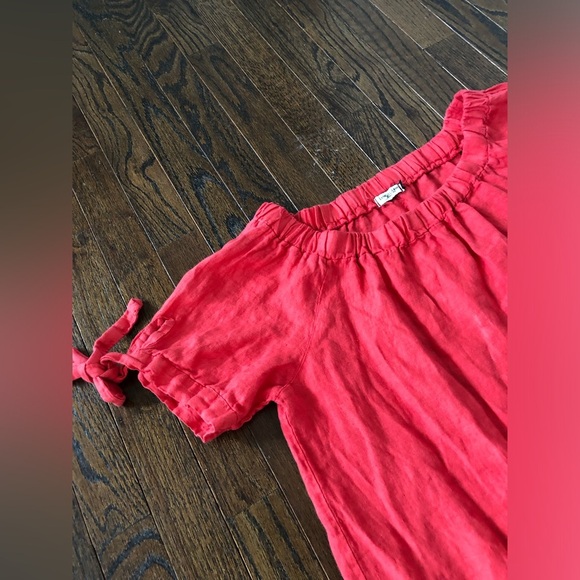 Lungo L’Arno Women’s M 100% Linen Boat Neck Short-Sleeve Coral Pink Dress - VGUC - Picture 5 of 10